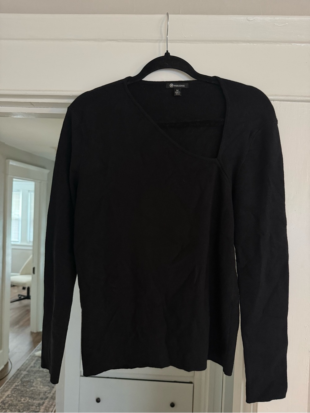 Versona Black Asymmetric V-neck Sweater